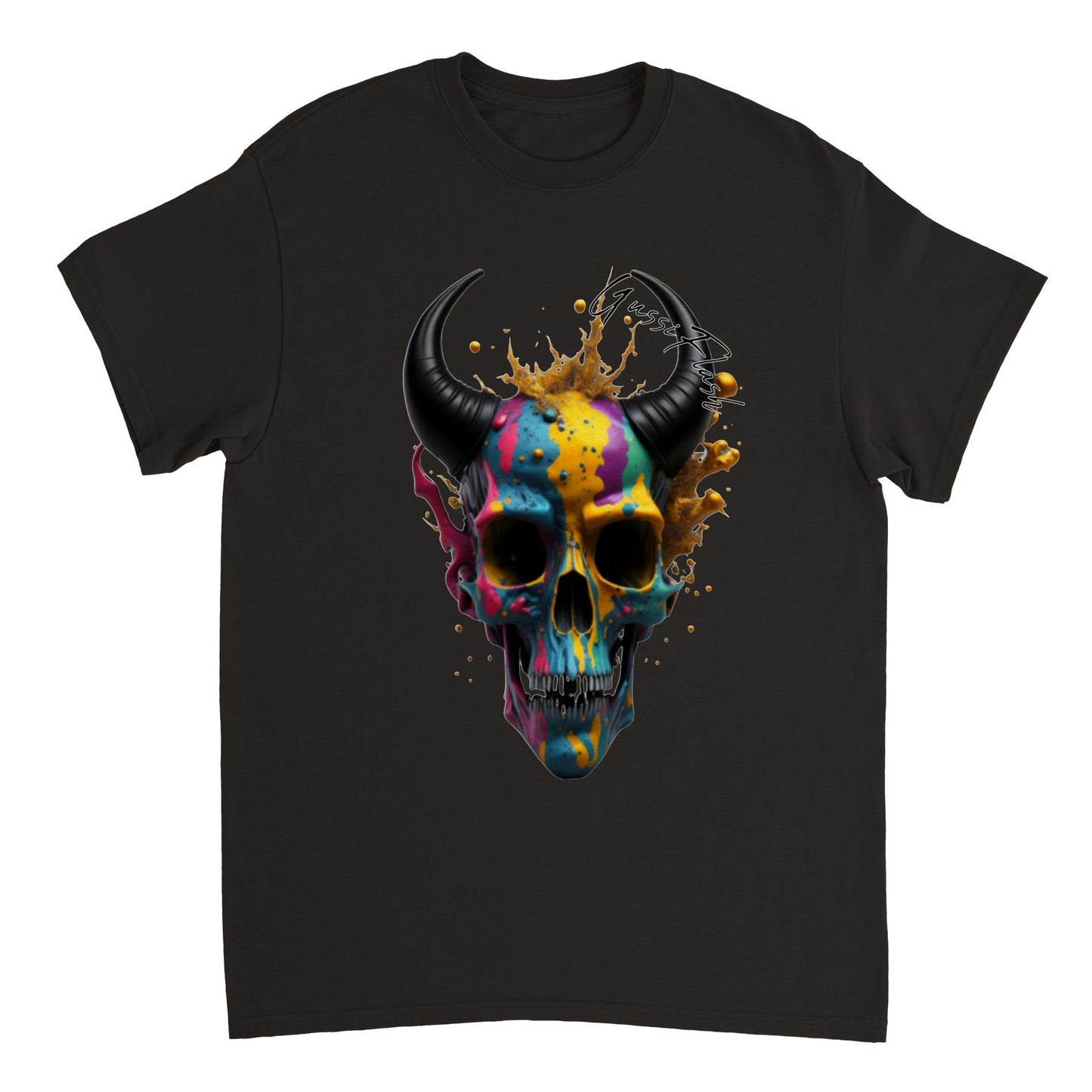 Schweres Unisex T-Shirt mit GussiFlash Skull