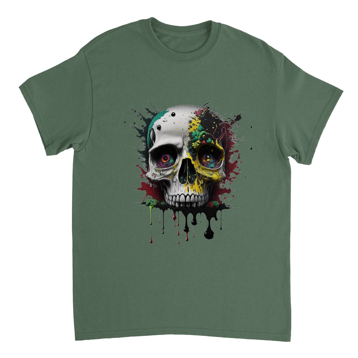 Schweres Unisex T-Shirt mit GussiFlash Skull