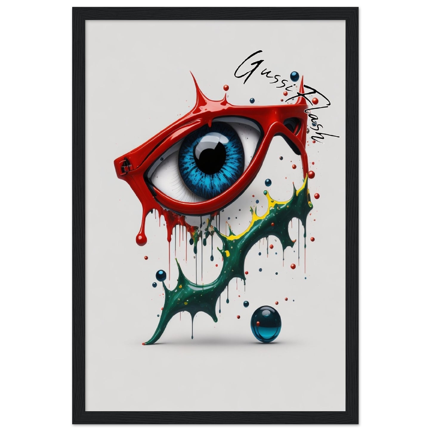 GussiFlash Premium-Poster aus mattem Papier mit Holzrahmen