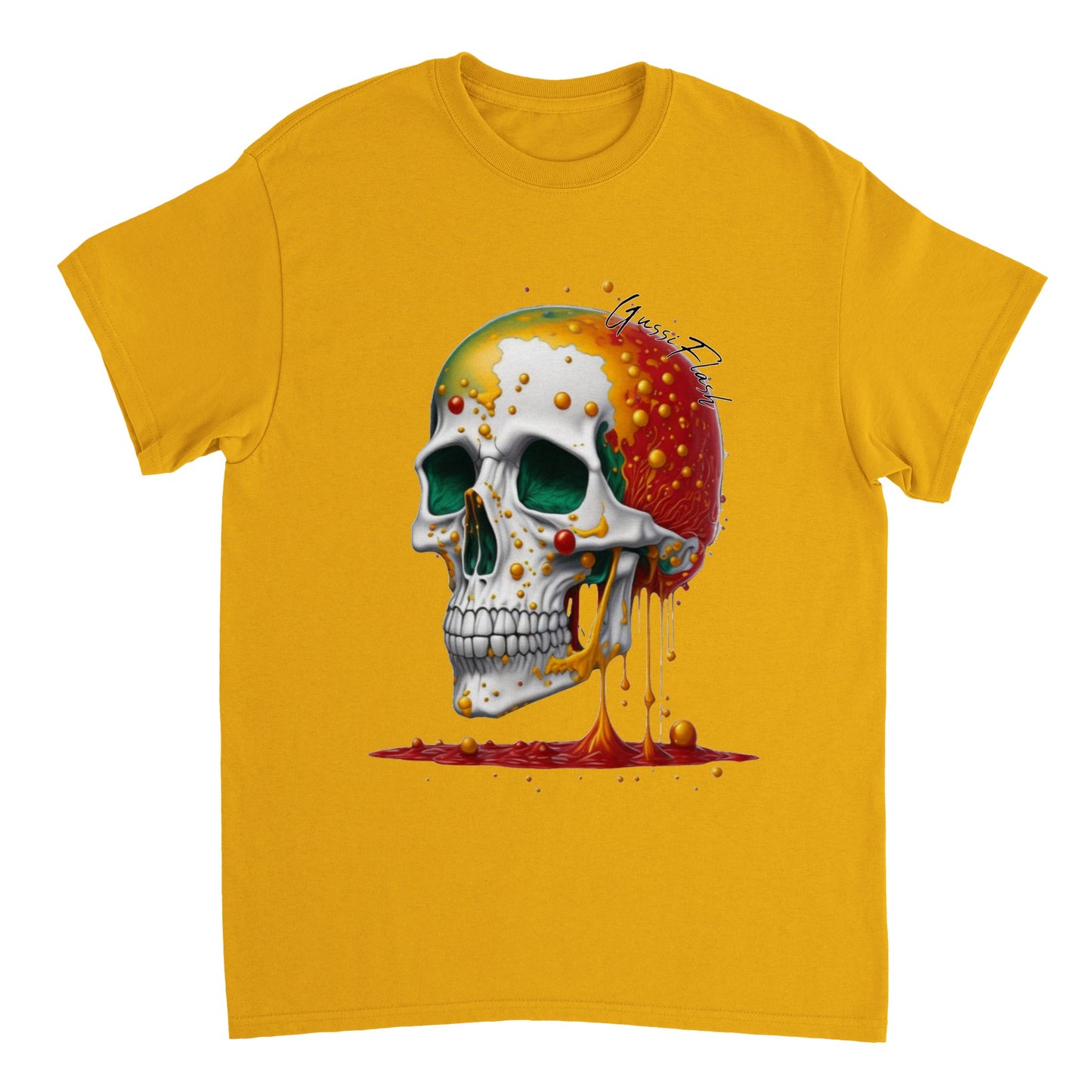 Schweres Unisex T-Shirt mit GussiFlash Skull