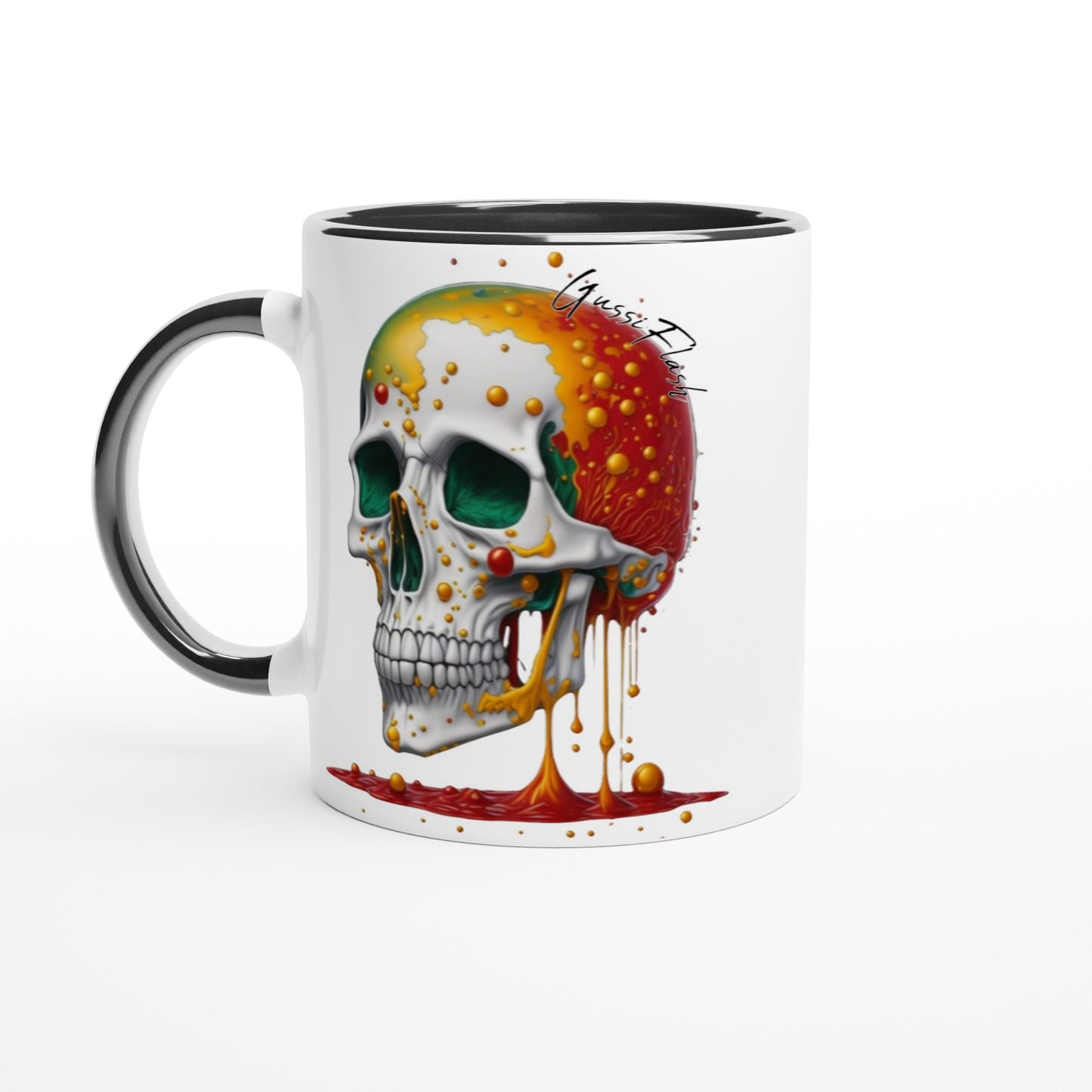 Weiße Keramiktasse Farbe an der Innenseite