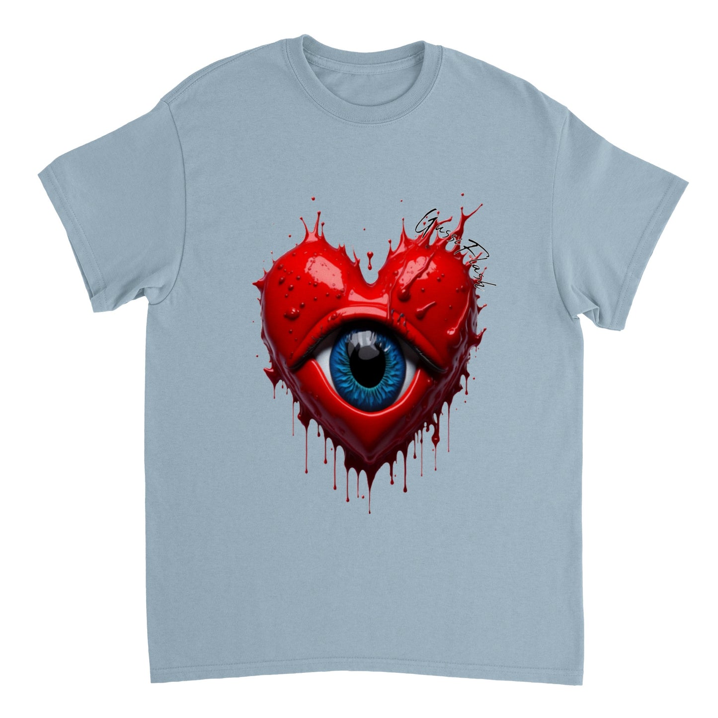 Schweres Unisex T-Shirt mit Rundhalsausschnitt und Gussiflash Logo