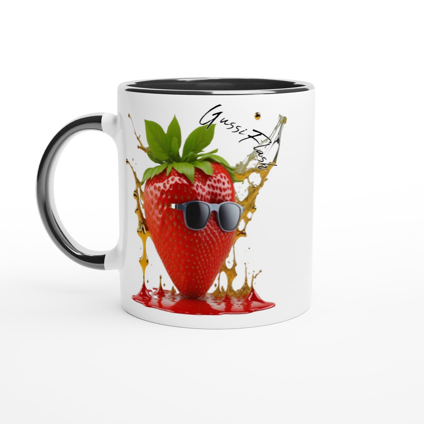 Weiße Keramiktasse Farbe an der Innenseite