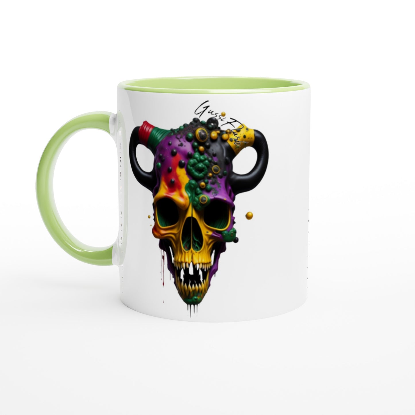 Weiße Keramiktasse Farbe an der Innenseite