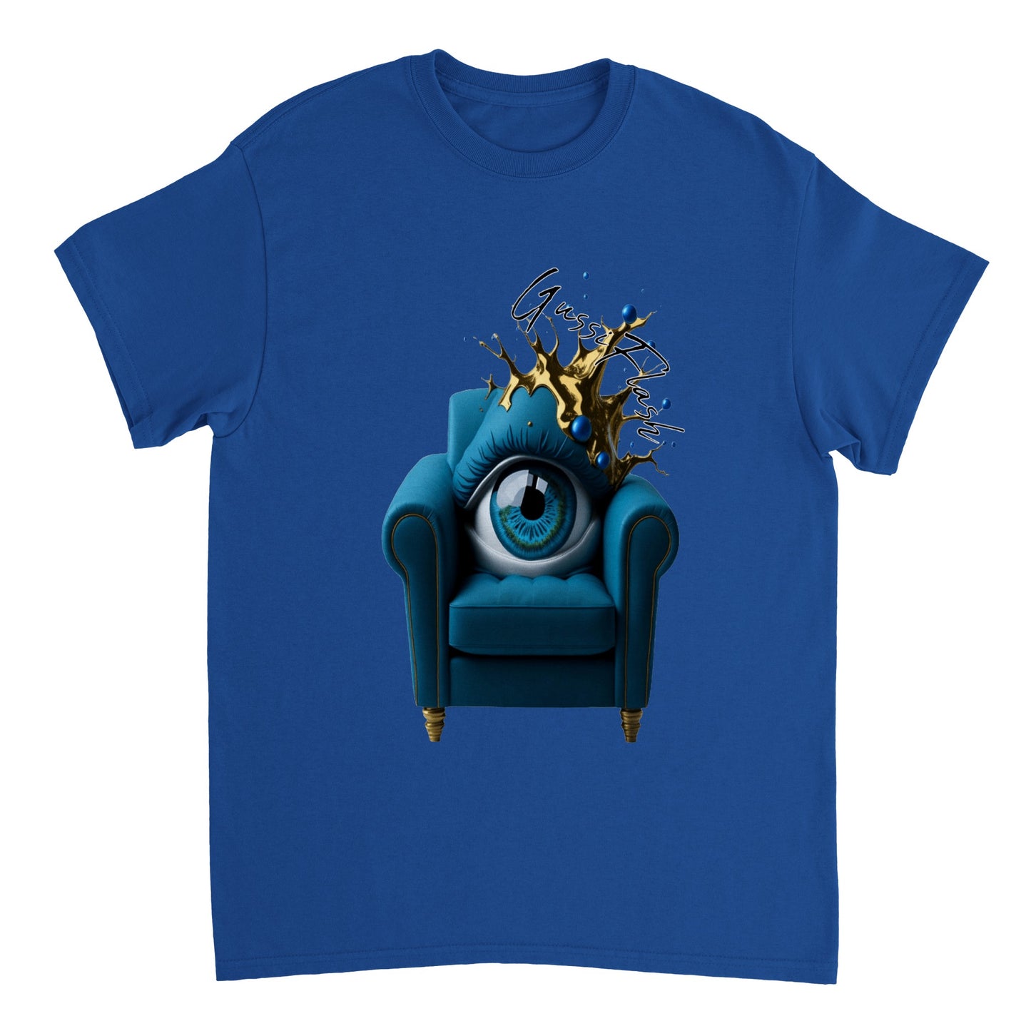 Schweres Unisex T-Shirt mit Rundhalsausschnitt und Gussiflash Logo