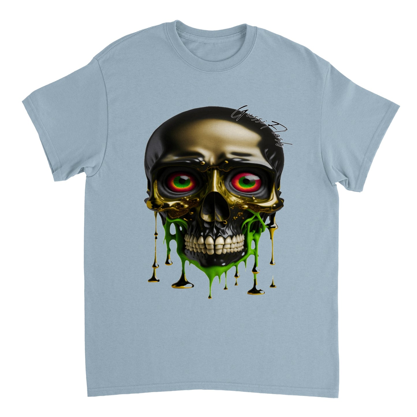 Schweres Unisex T-Shirt mit GussiFlash Skull