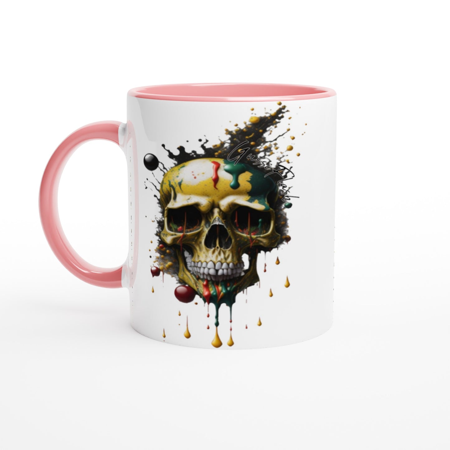 Weiße Keramiktasse Farbe an der Innenseite