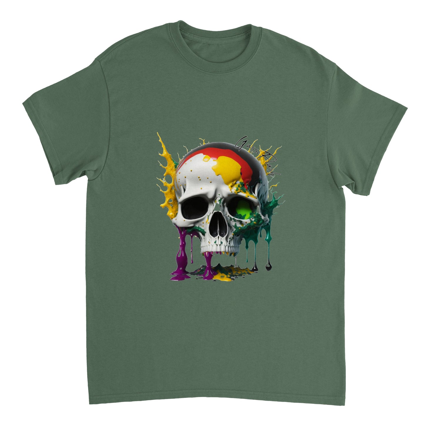 Schweres Unisex T-Shirt mit GussiFlash Skull
