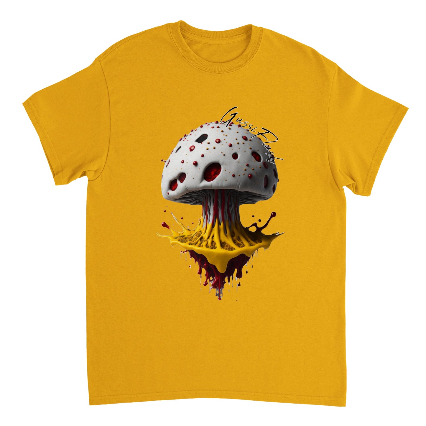 Schweres Unisex T-Shirt mit Rundhalsausschnitt und Gussiflash Logo
