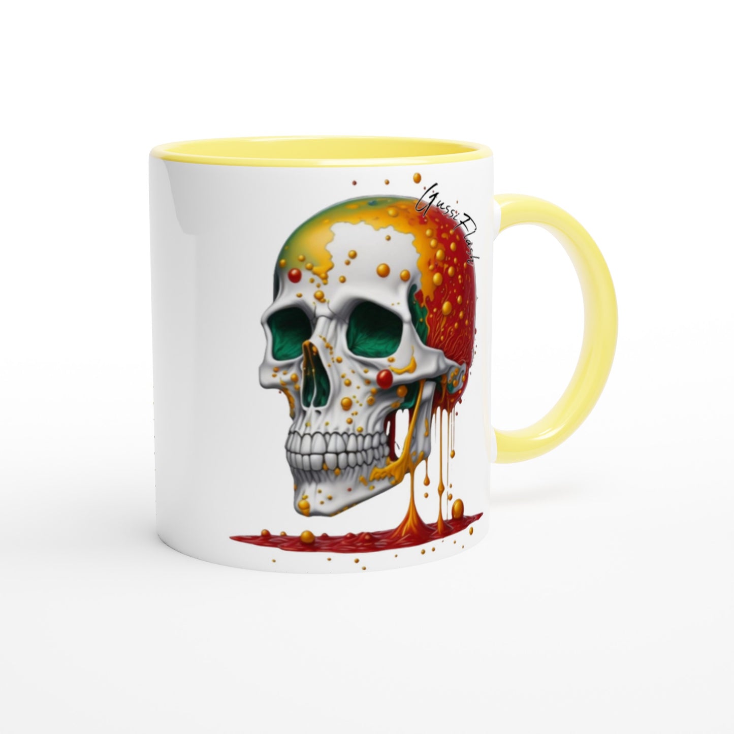 Weiße Keramiktasse Farbe an der Innenseite