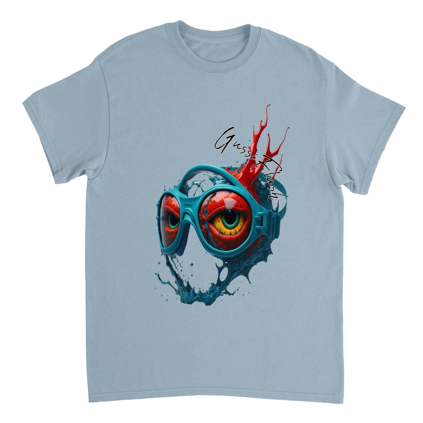 Schweres Unisex T-Shirt mit Rundhalsausschnitt und Gussiflash Logo