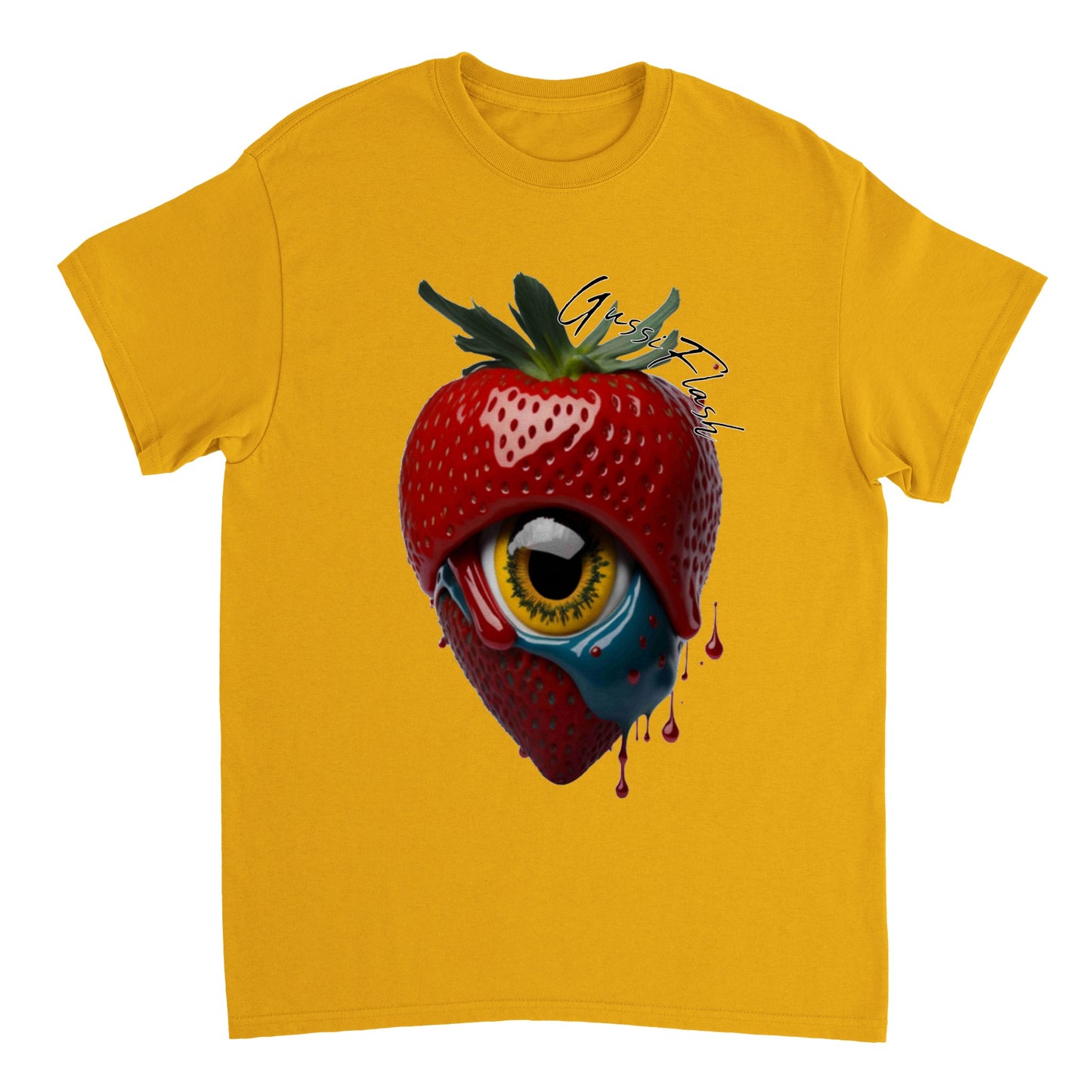 Schweres Unisex T-Shirt mit Rundhalsausschnitt und Gussiflash Logo