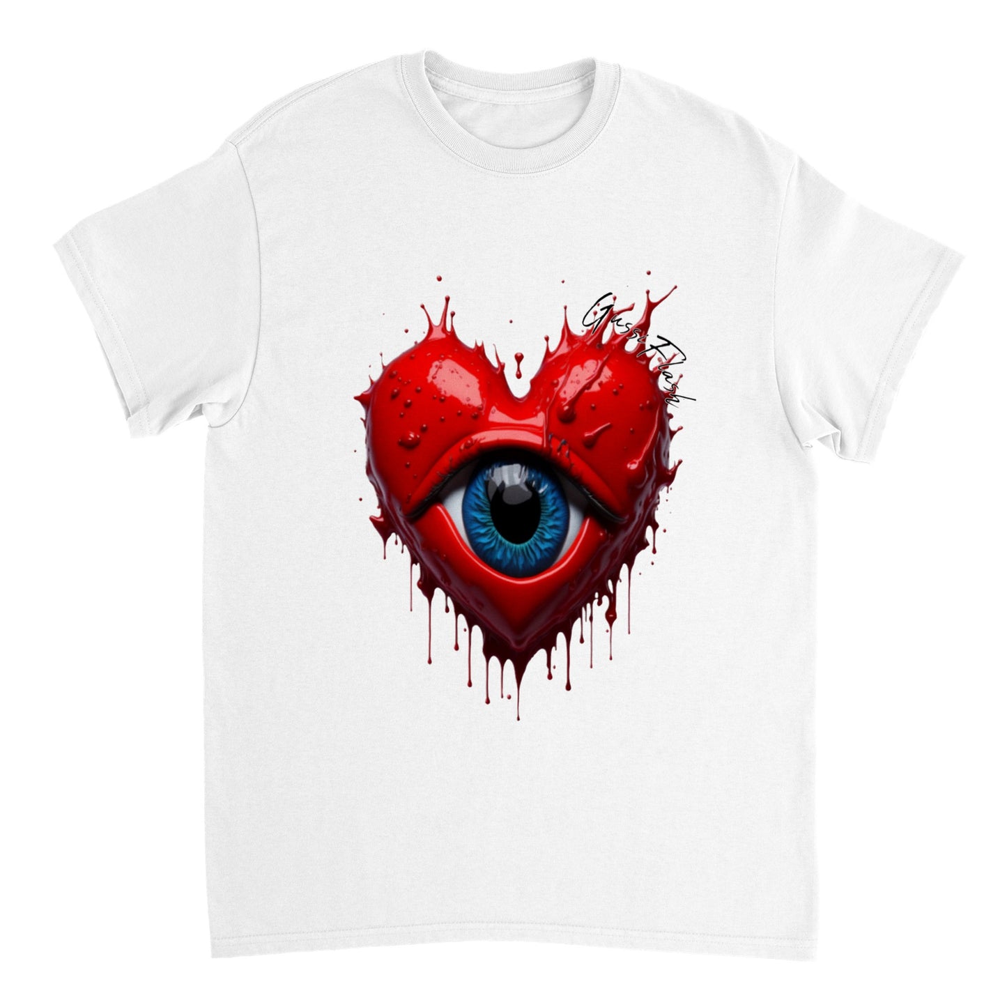 Schweres Unisex T-Shirt mit Rundhalsausschnitt und Gussiflash Logo
