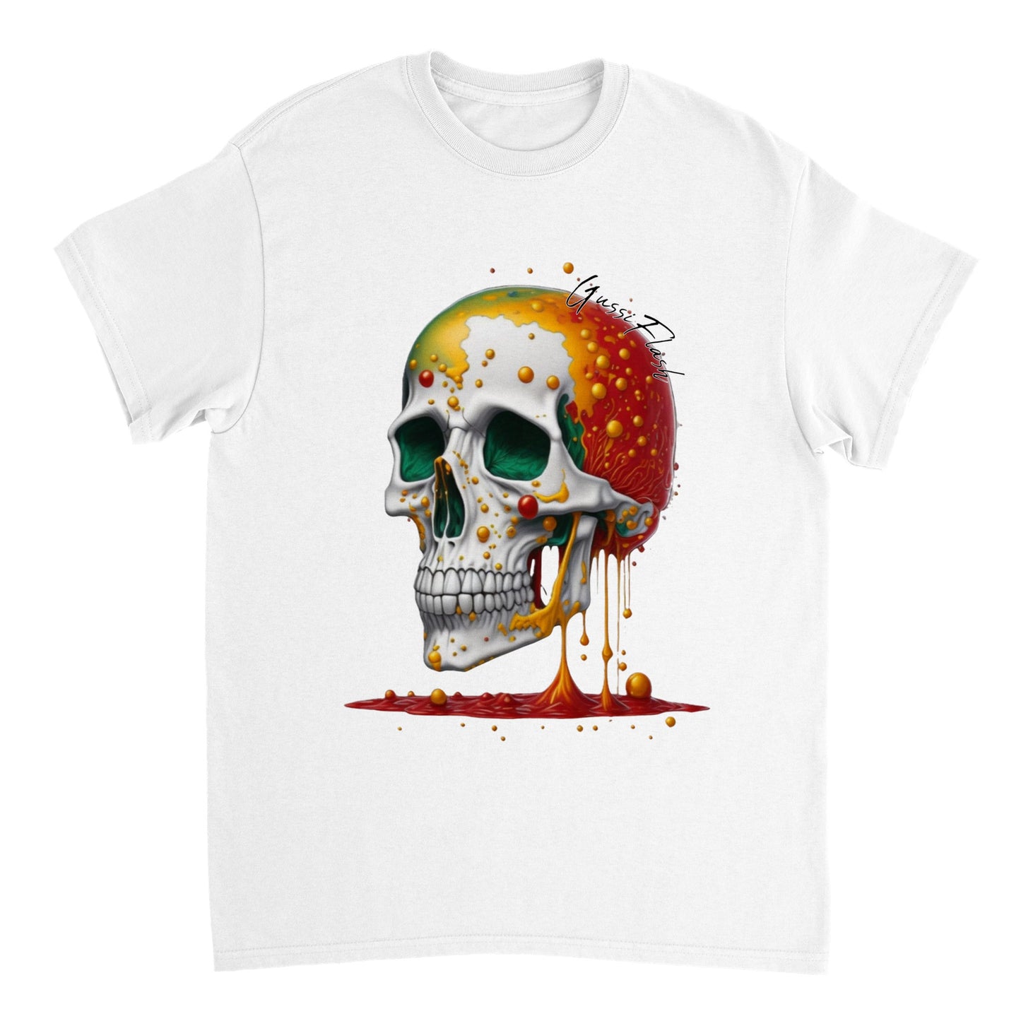 Schweres Unisex T-Shirt mit GussiFlash Skull