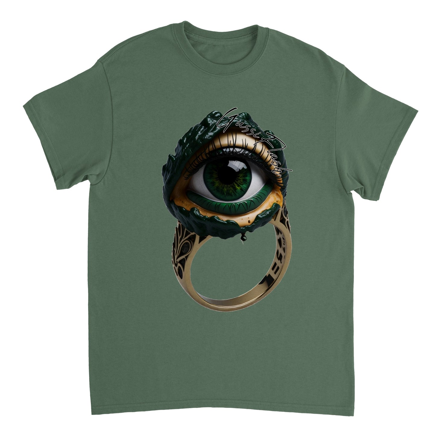 Schweres Unisex T-Shirt mit Rundhalsausschnitt und Gussiflash Logo