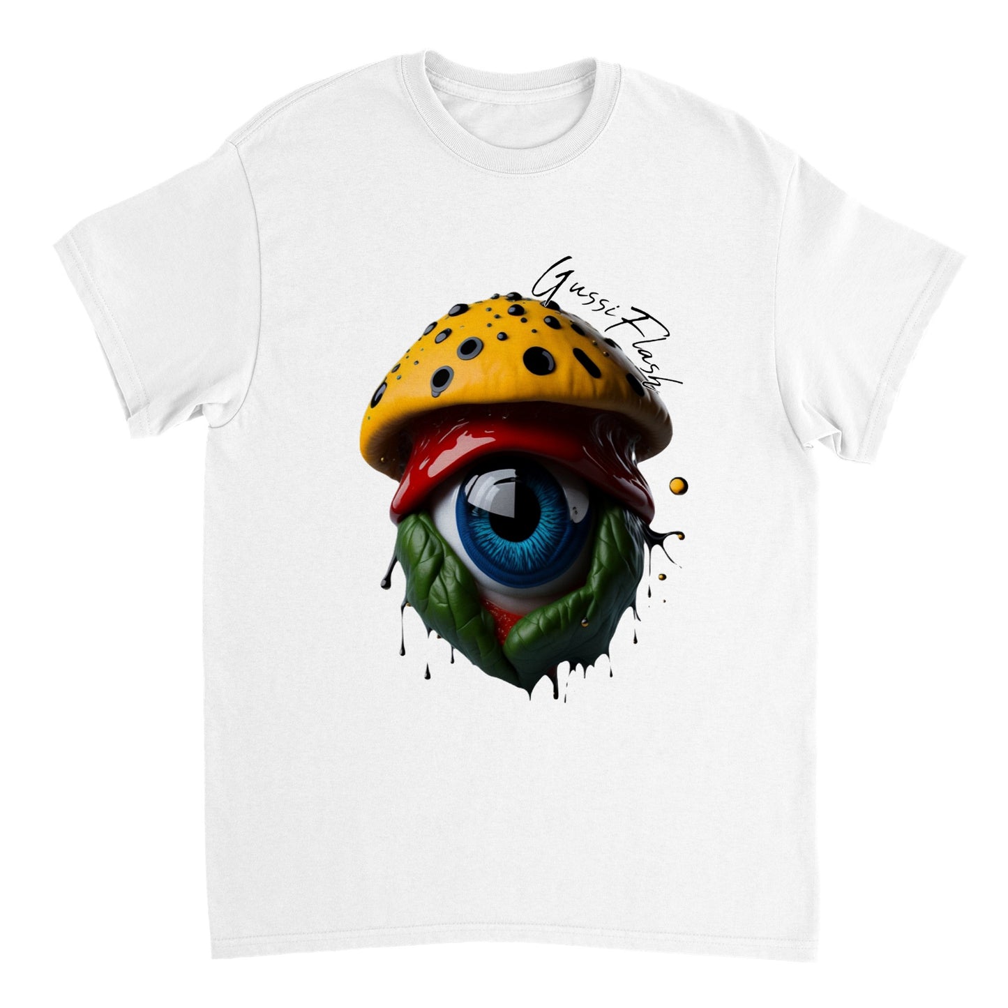 Schweres Unisex T-Shirt mit Rundhalsausschnitt und Gussiflash Logo