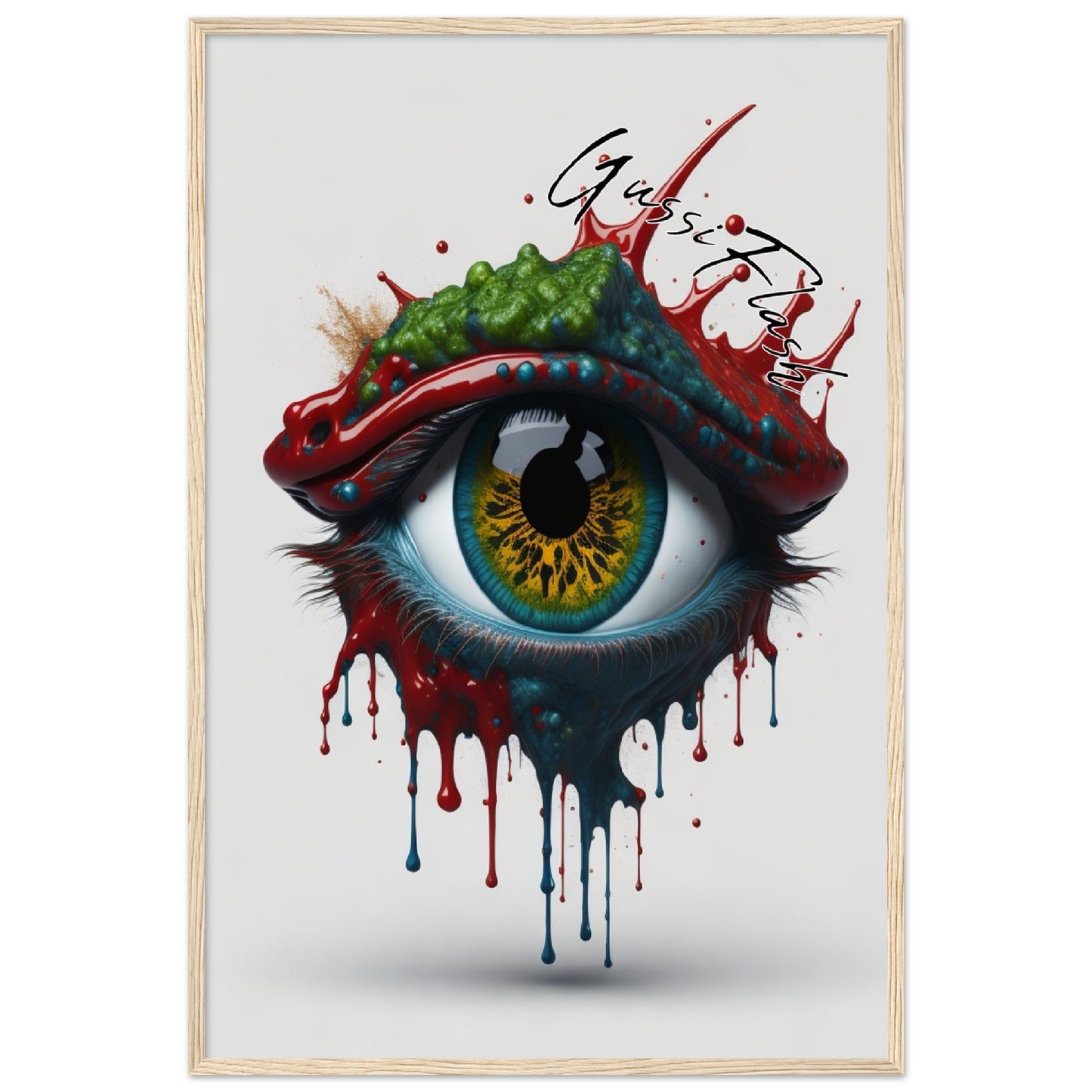 GussiFlash Premium-Poster aus mattem Papier mit Holzrahmen