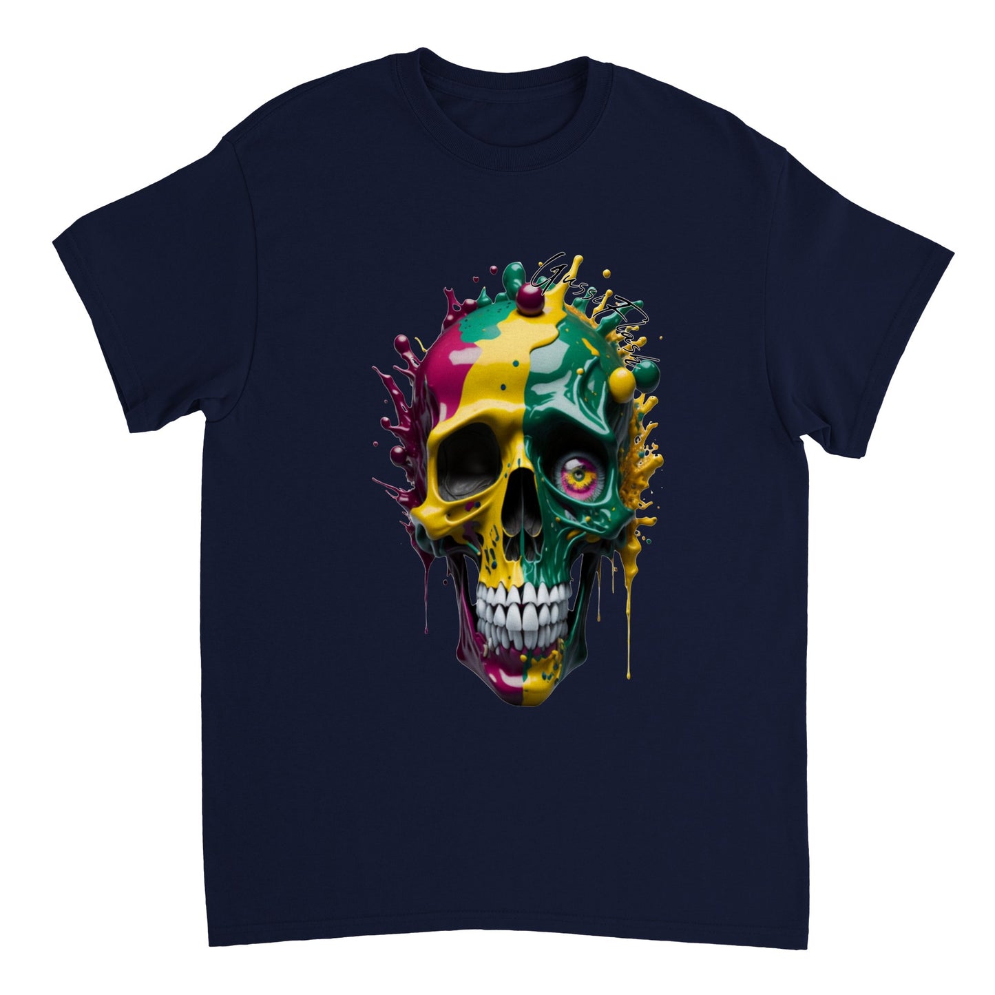Schweres Unisex T-Shirt mit GussiFlash Skull
