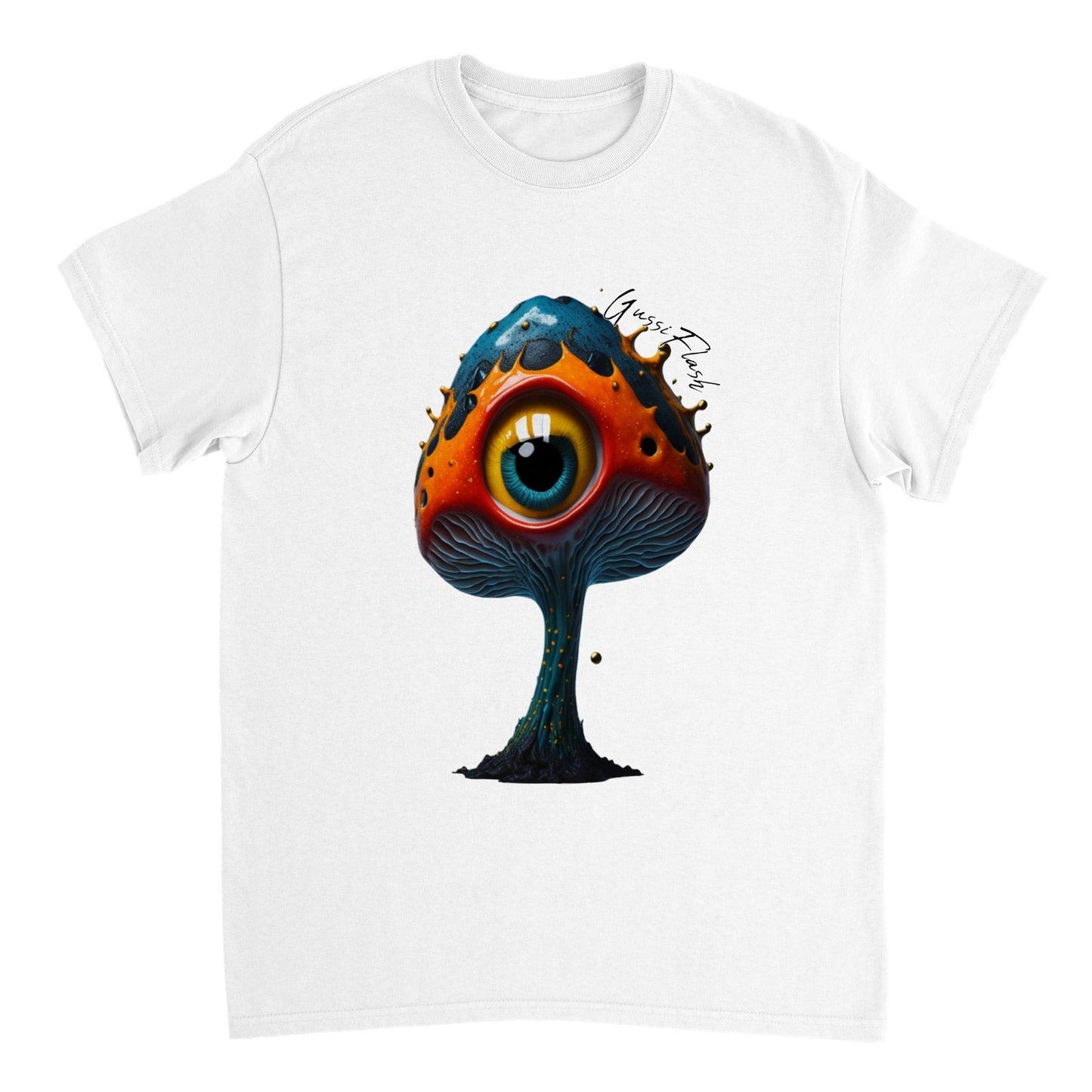 Schweres Unisex T-Shirt mit Rundhalsausschnitt und Gussiflash Logo