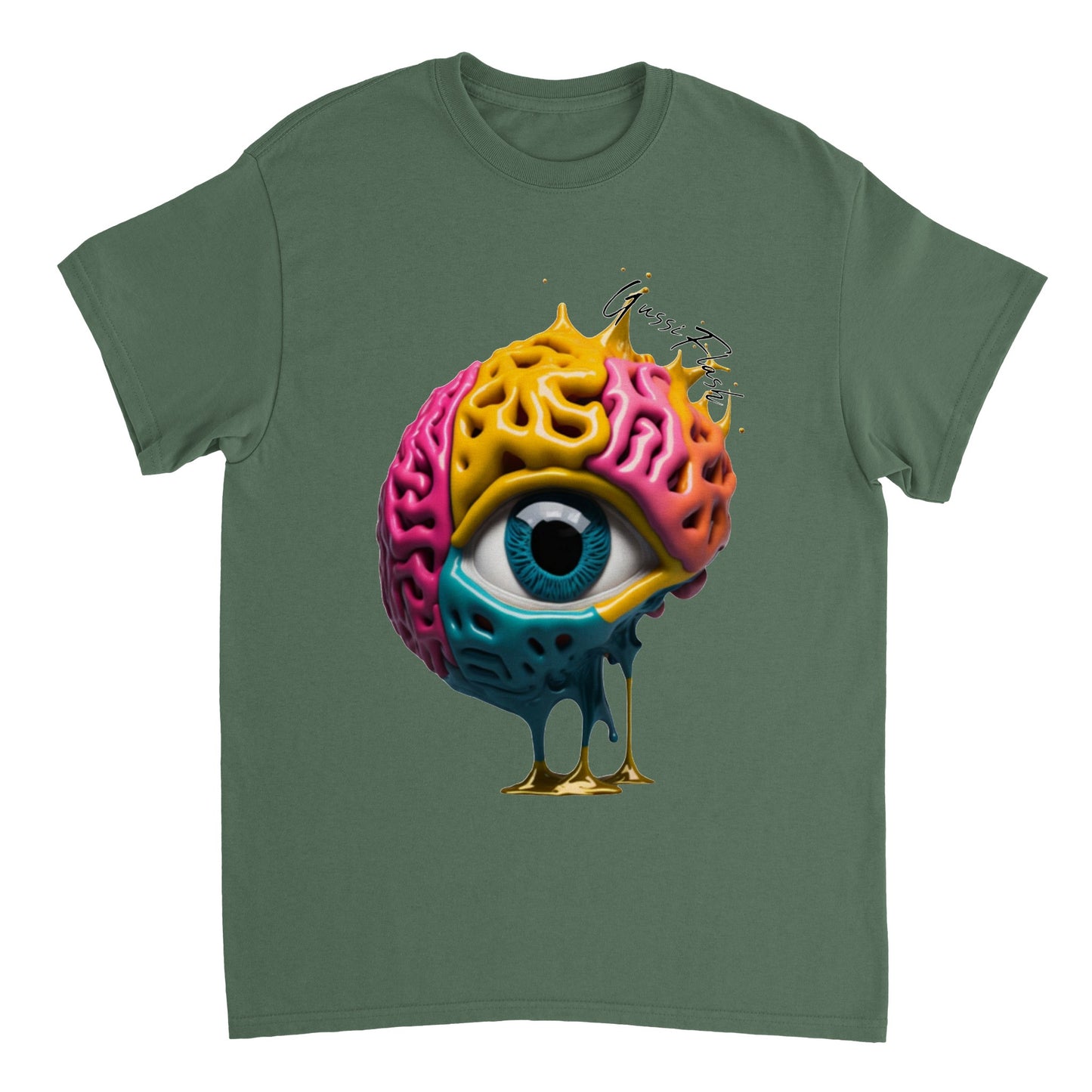 Schweres Unisex T-Shirt mit Rundhalsausschnitt und Gussiflash Logo