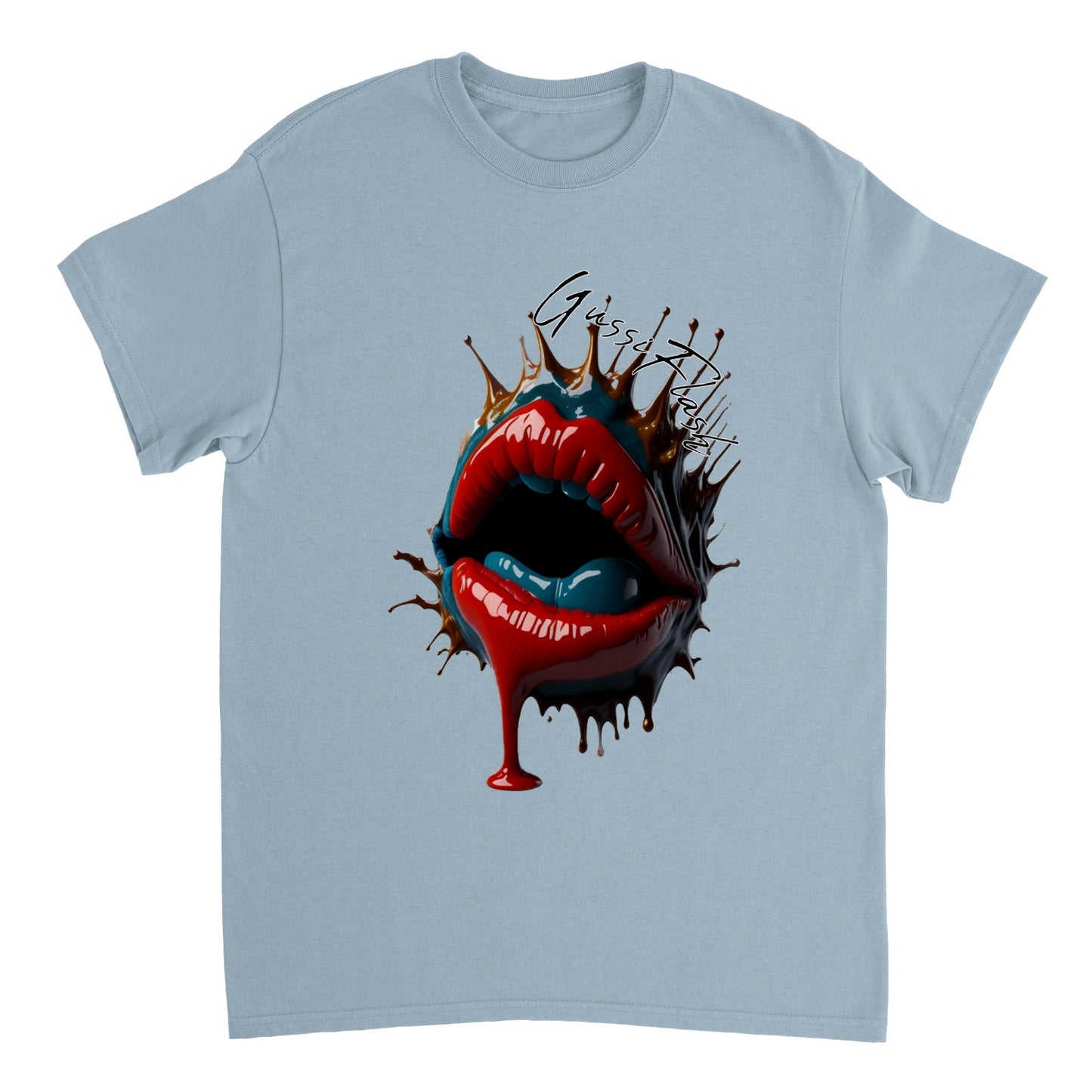 Schweres Unisex T-Shirt mit Rundhalsausschnitt und Gussiflash Logo