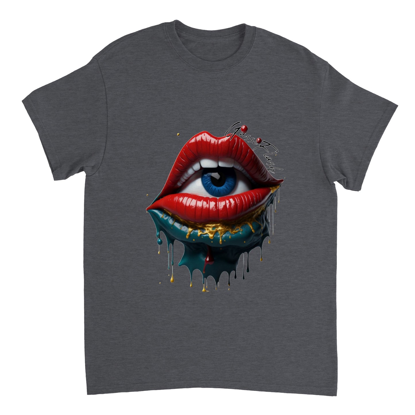 Schweres Unisex T-Shirt mit Rundhalsausschnitt und Gussiflash Logo