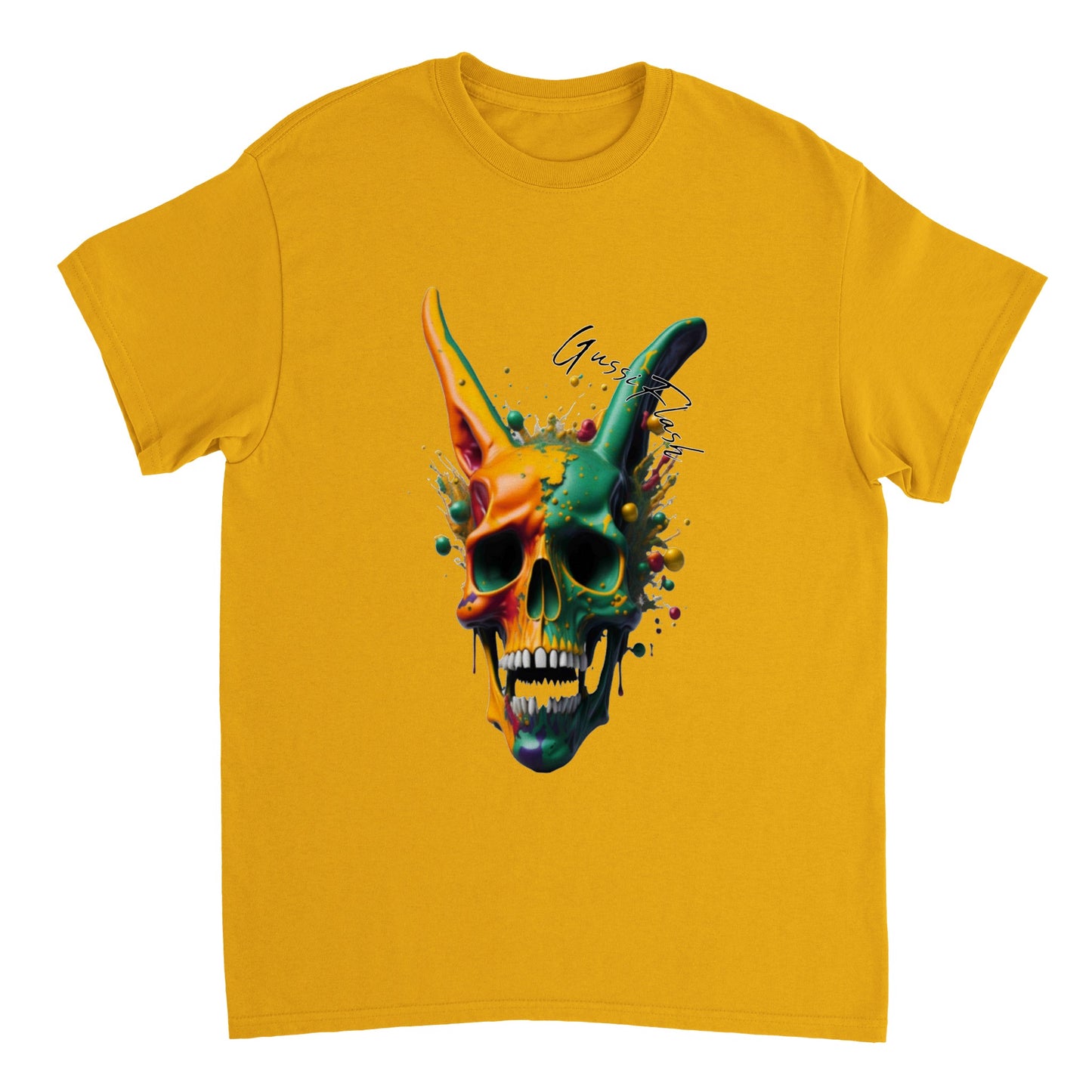 Schweres Unisex T-Shirt mit GussiFlash Skull