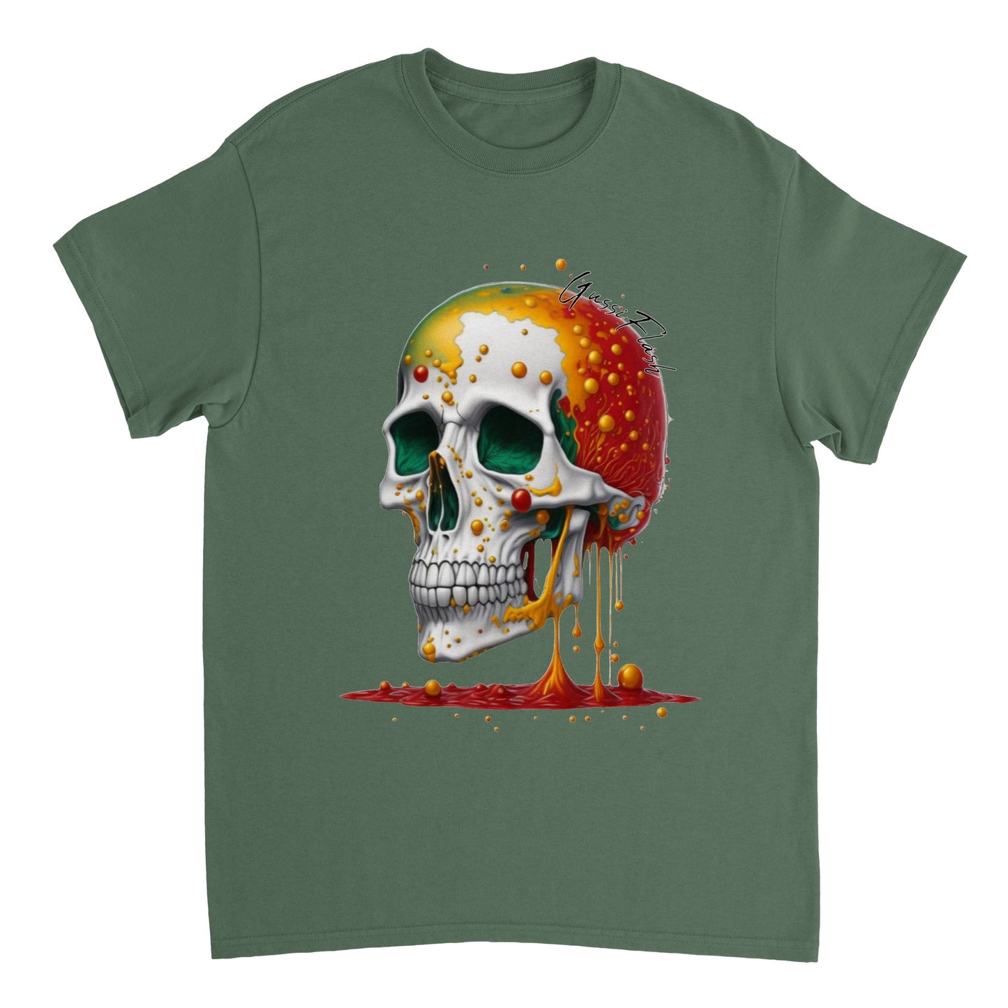 Schweres Unisex T-Shirt mit GussiFlash Skull