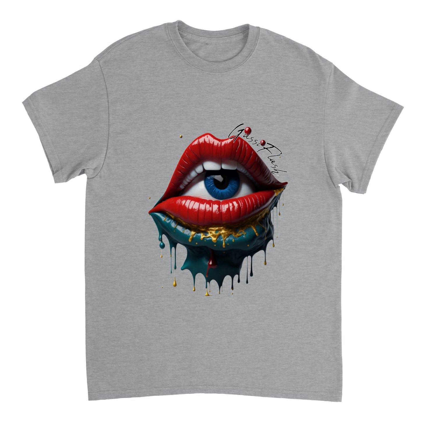 Schweres Unisex T-Shirt mit Rundhalsausschnitt und Gussiflash Logo