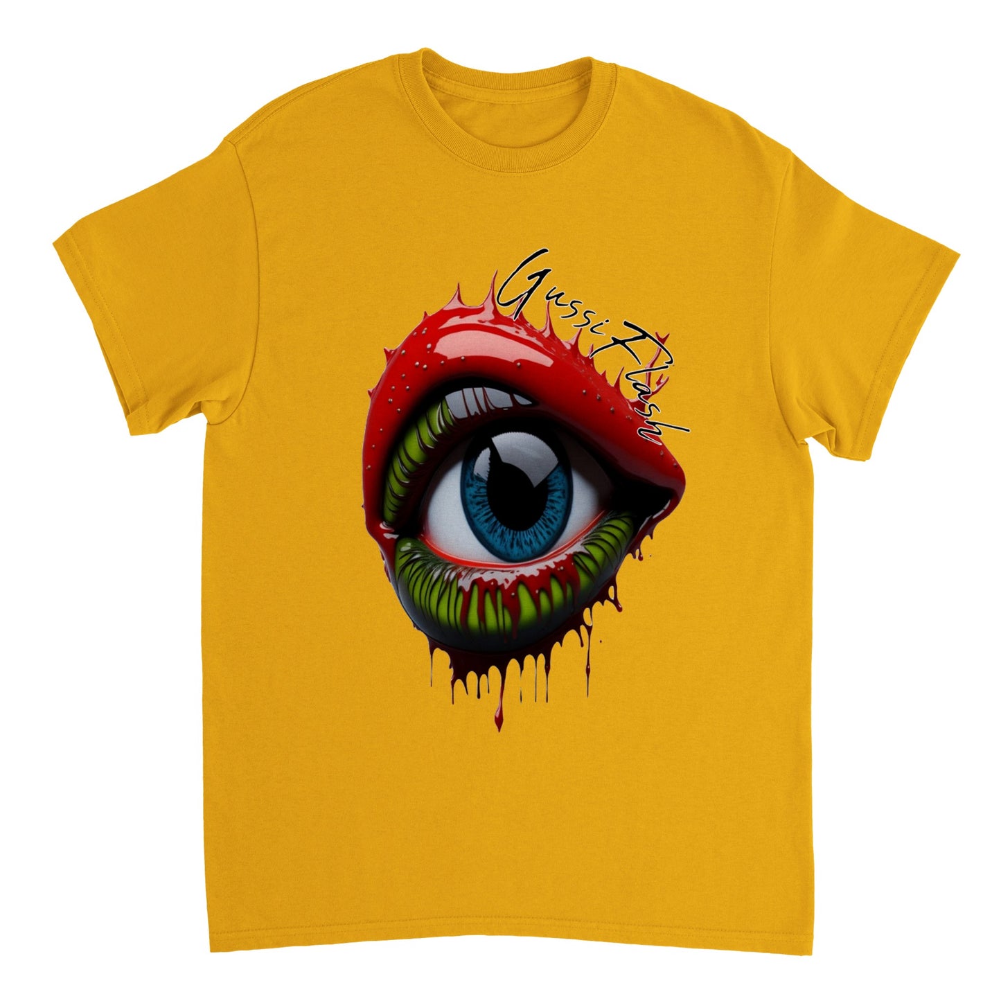 Schweres Unisex T-Shirt mit Rundhalsausschnitt und Gussiflash Logo
