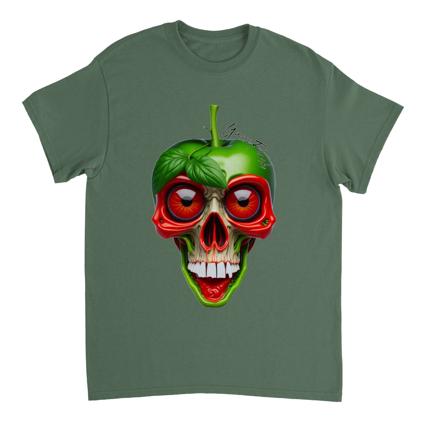 Schweres Unisex T-Shirt mit GussiFlash Skull