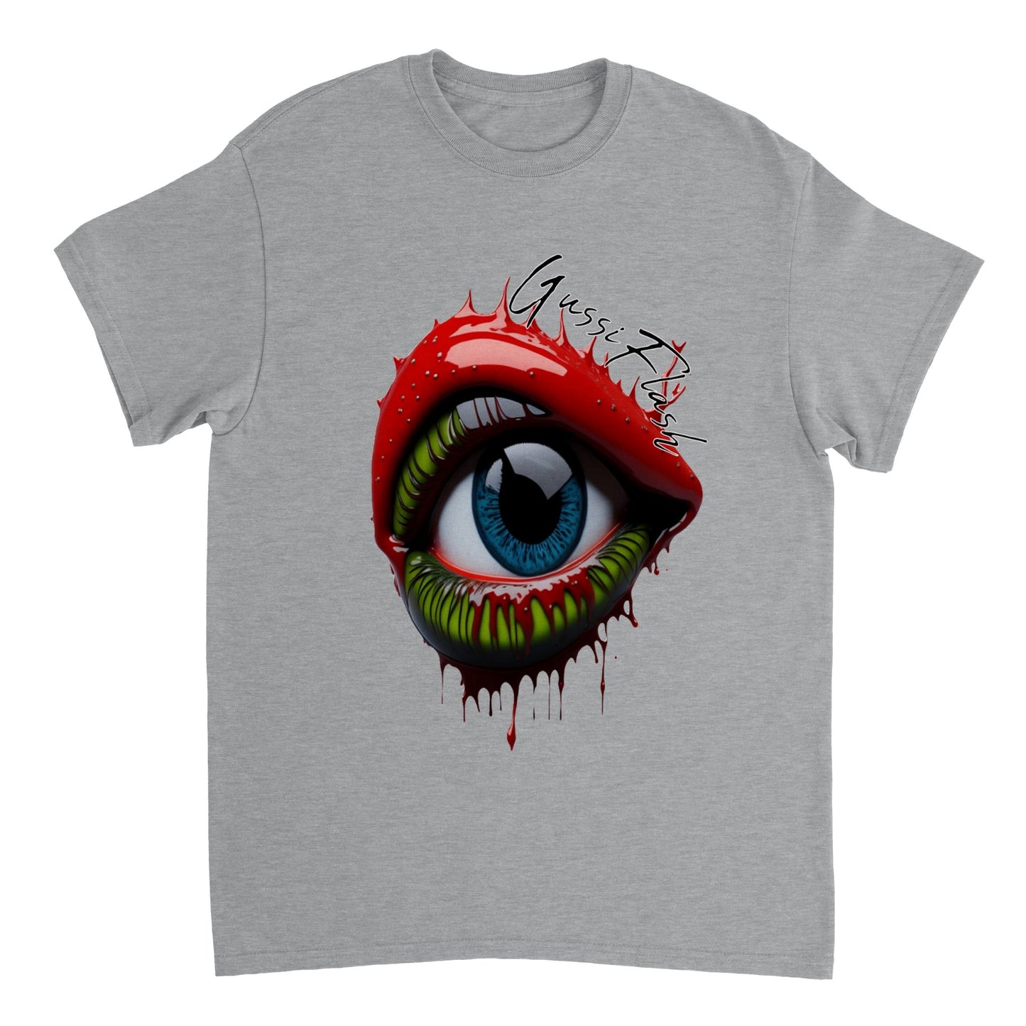 Schweres Unisex T-Shirt mit Rundhalsausschnitt und Gussiflash Logo