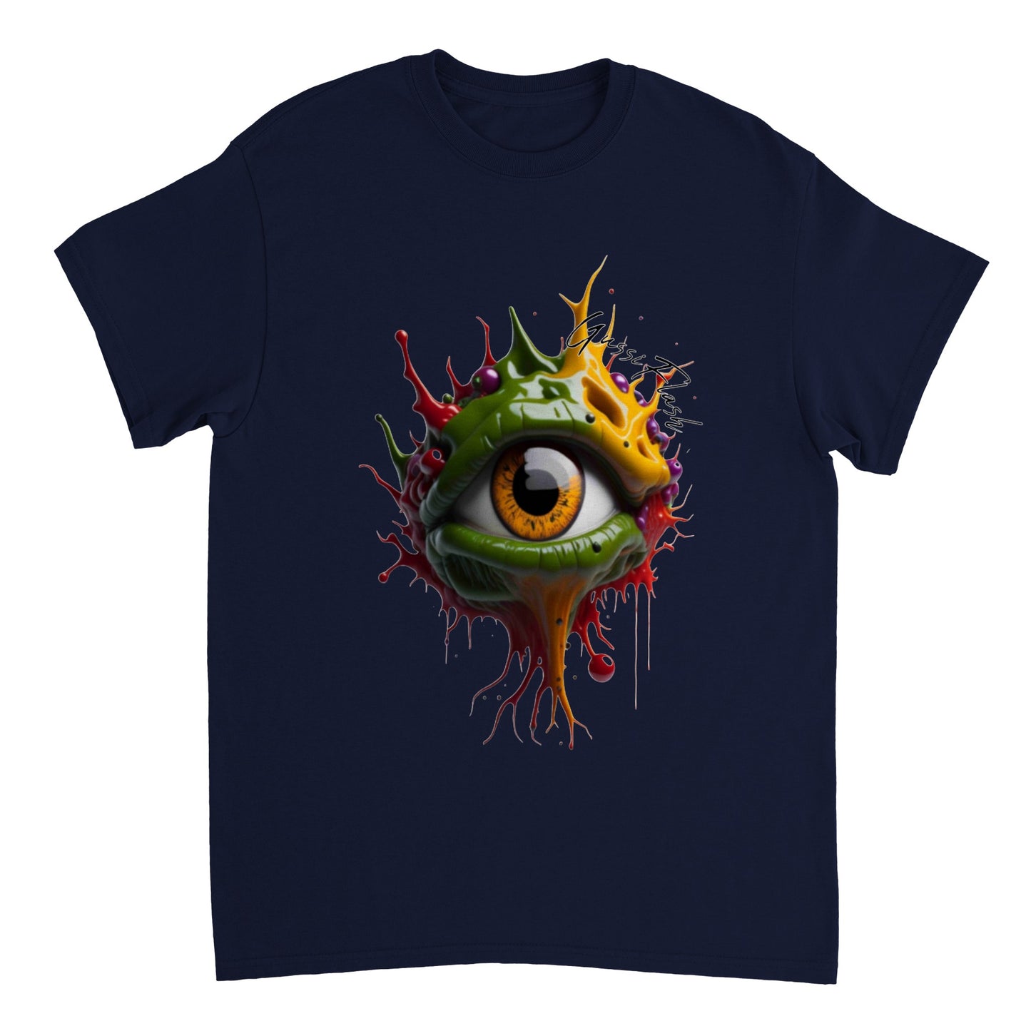 Schweres Unisex T-Shirt mit Rundhalsausschnitt und Gussiflash Logo