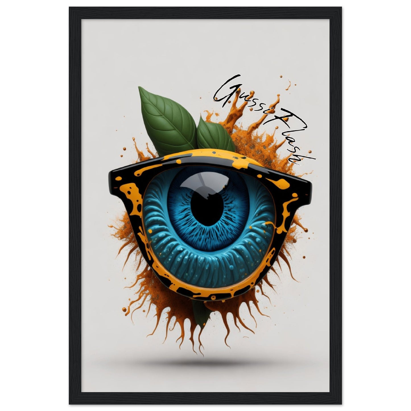 GussiFlash Premium-Poster aus mattem Papier mit Holzrahmen