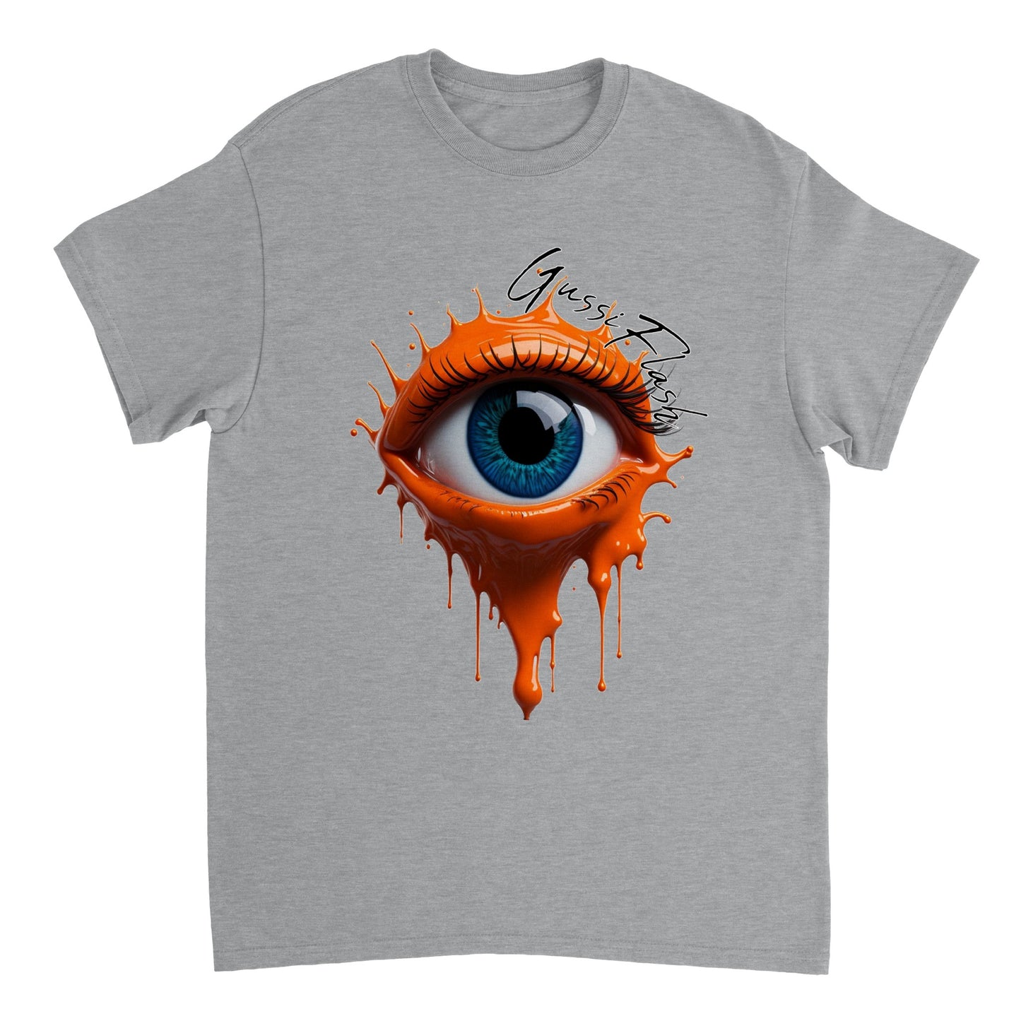 Schweres Unisex T-Shirt mit Rundhalsausschnitt und Gussiflash Logo