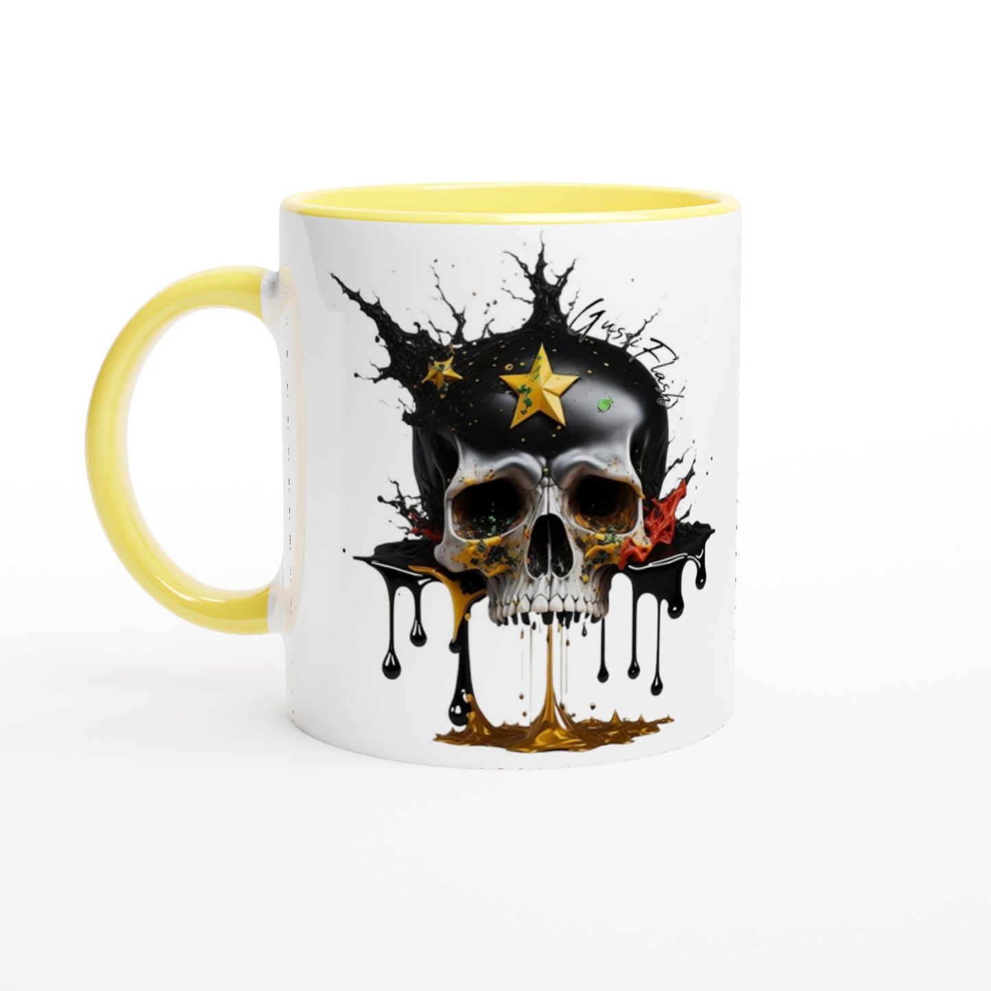 Weiße Keramiktasse Farbe an der Innenseite