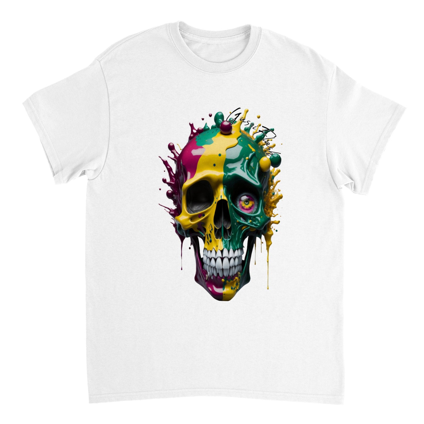 Schweres Unisex T-Shirt mit GussiFlash Skull
