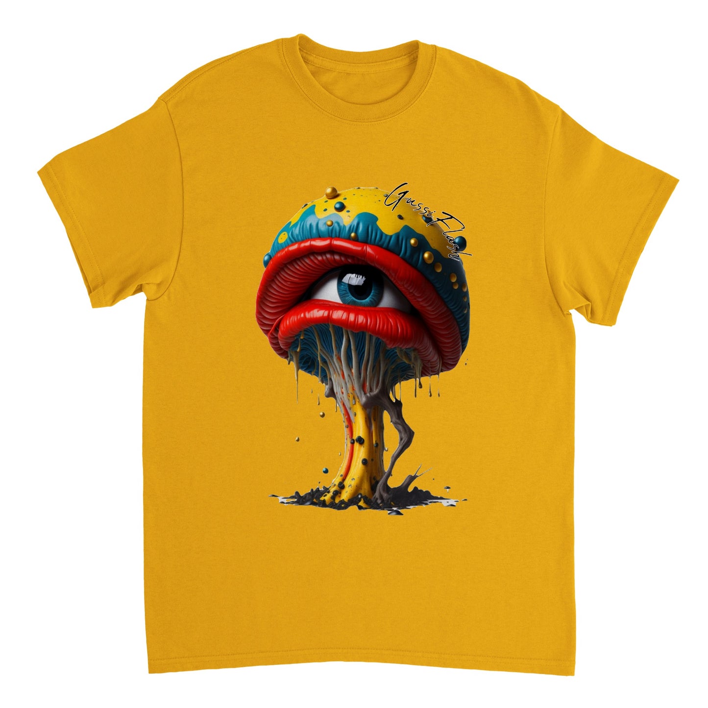Schweres Unisex T-Shirt mit Rundhalsausschnitt und Gussiflash Logo