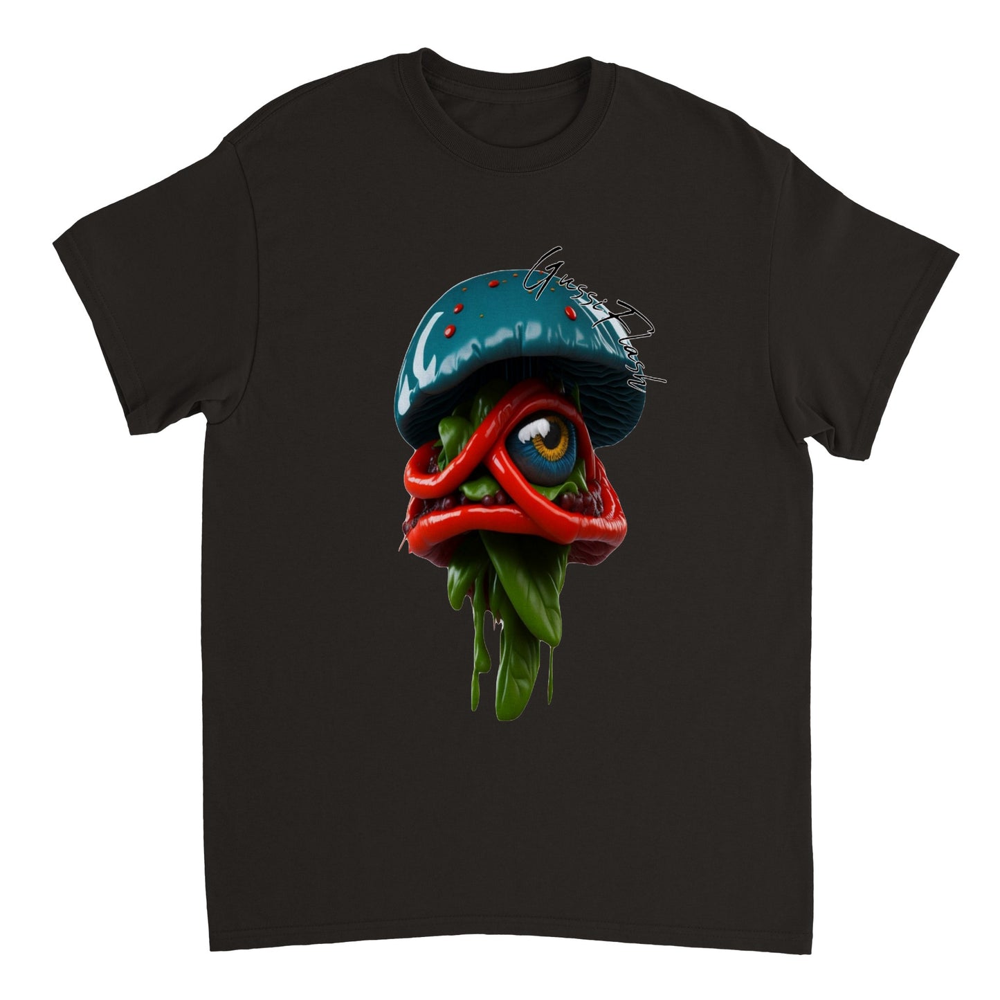 Schweres Unisex T-Shirt mit Rundhalsausschnitt und Gussiflash Logo