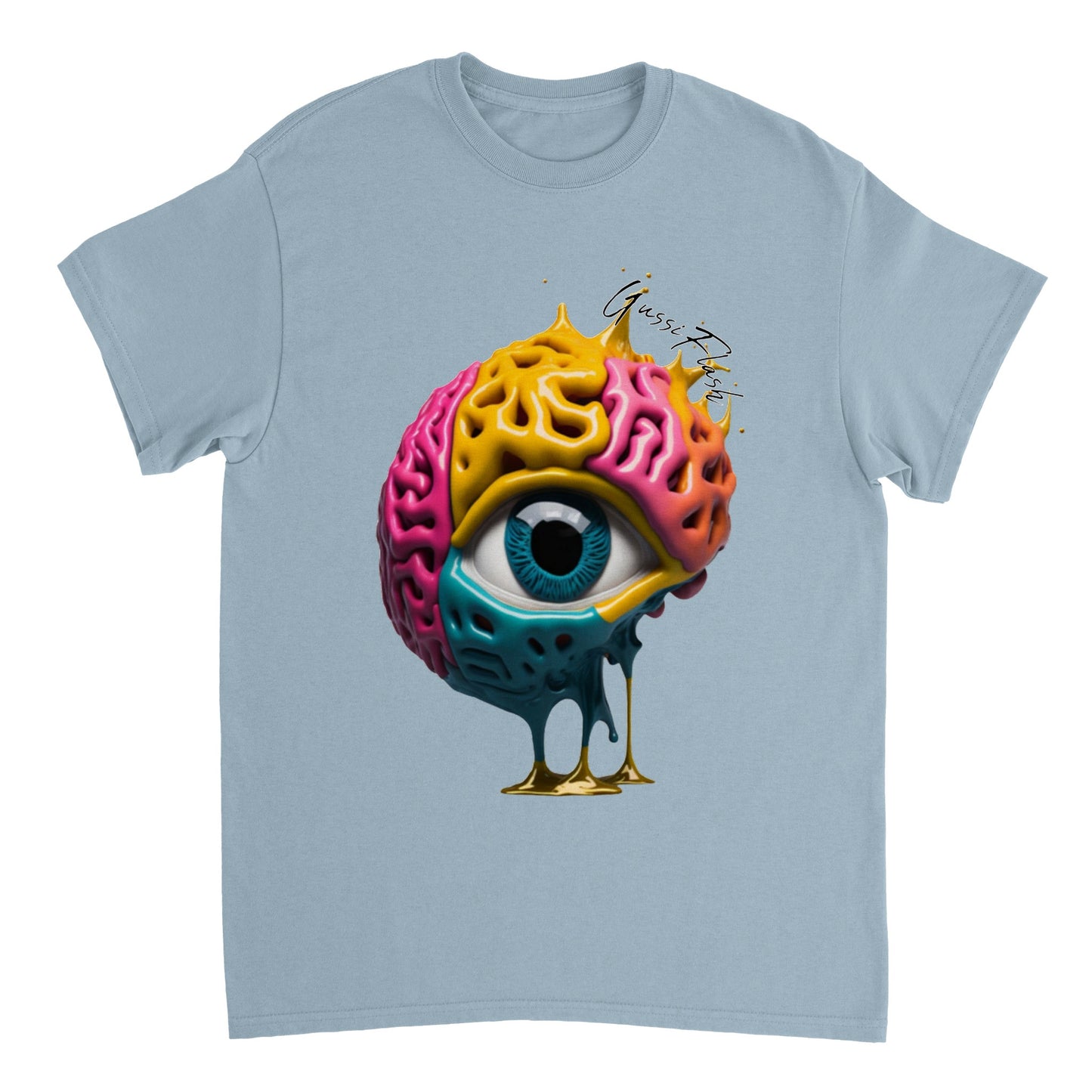 Schweres Unisex T-Shirt mit Rundhalsausschnitt und Gussiflash Logo