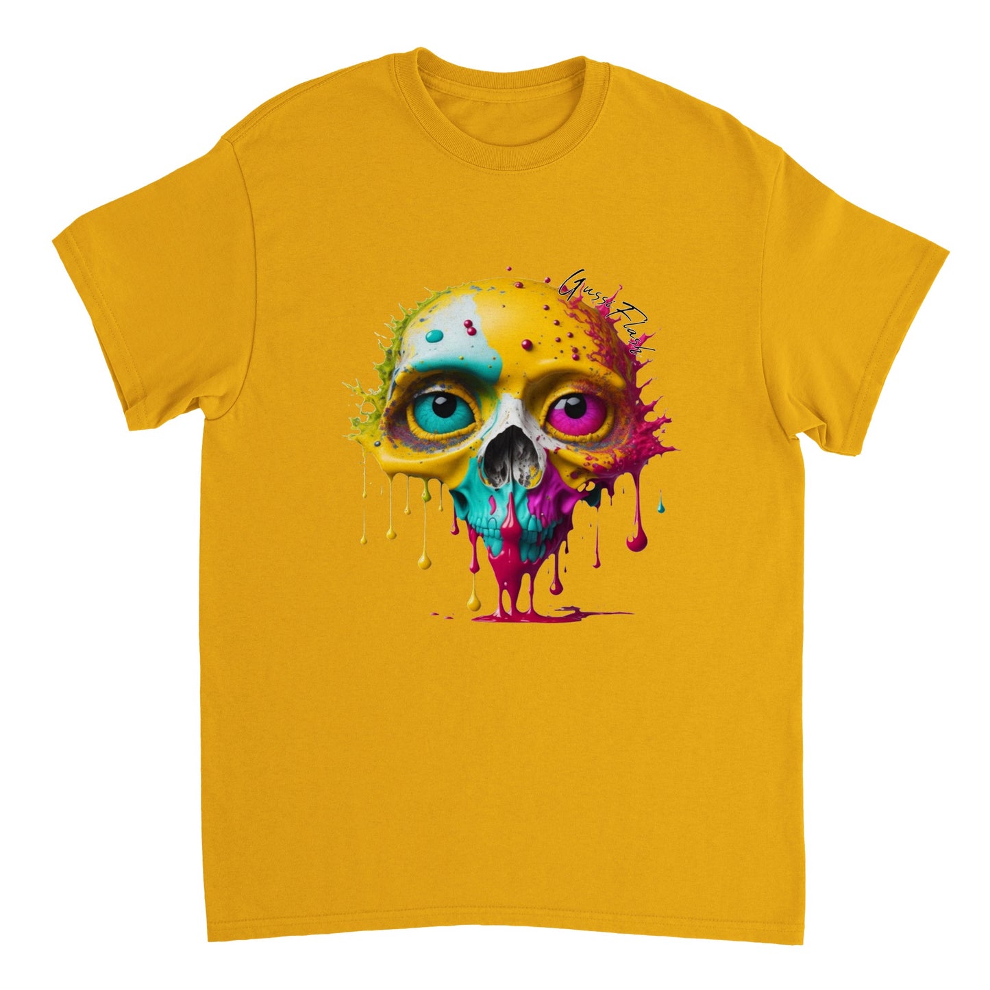 Schweres Unisex T-Shirt mit GussiFlash Skull