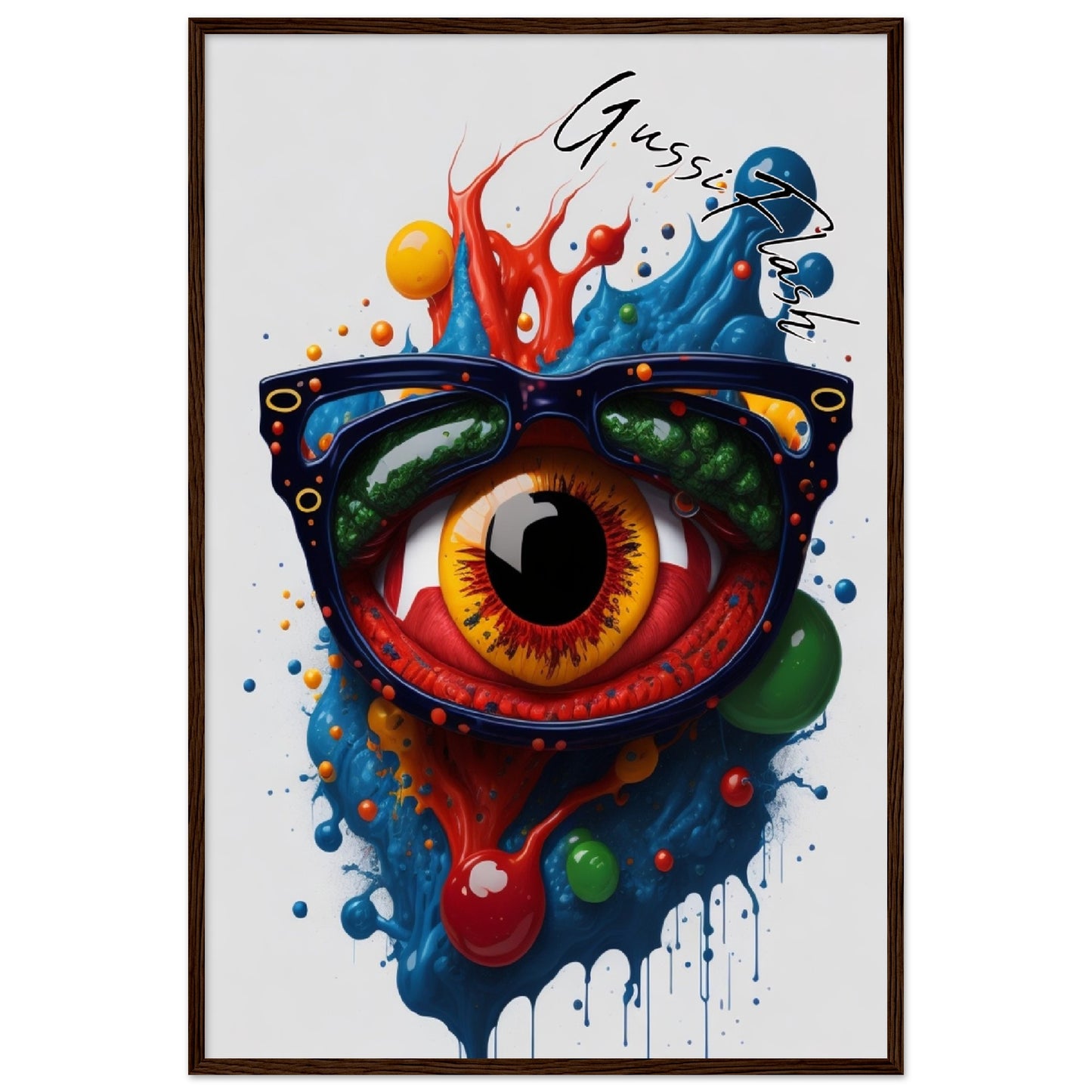 GussiFlash Premium-Poster aus mattem Papier mit Holzrahmen
