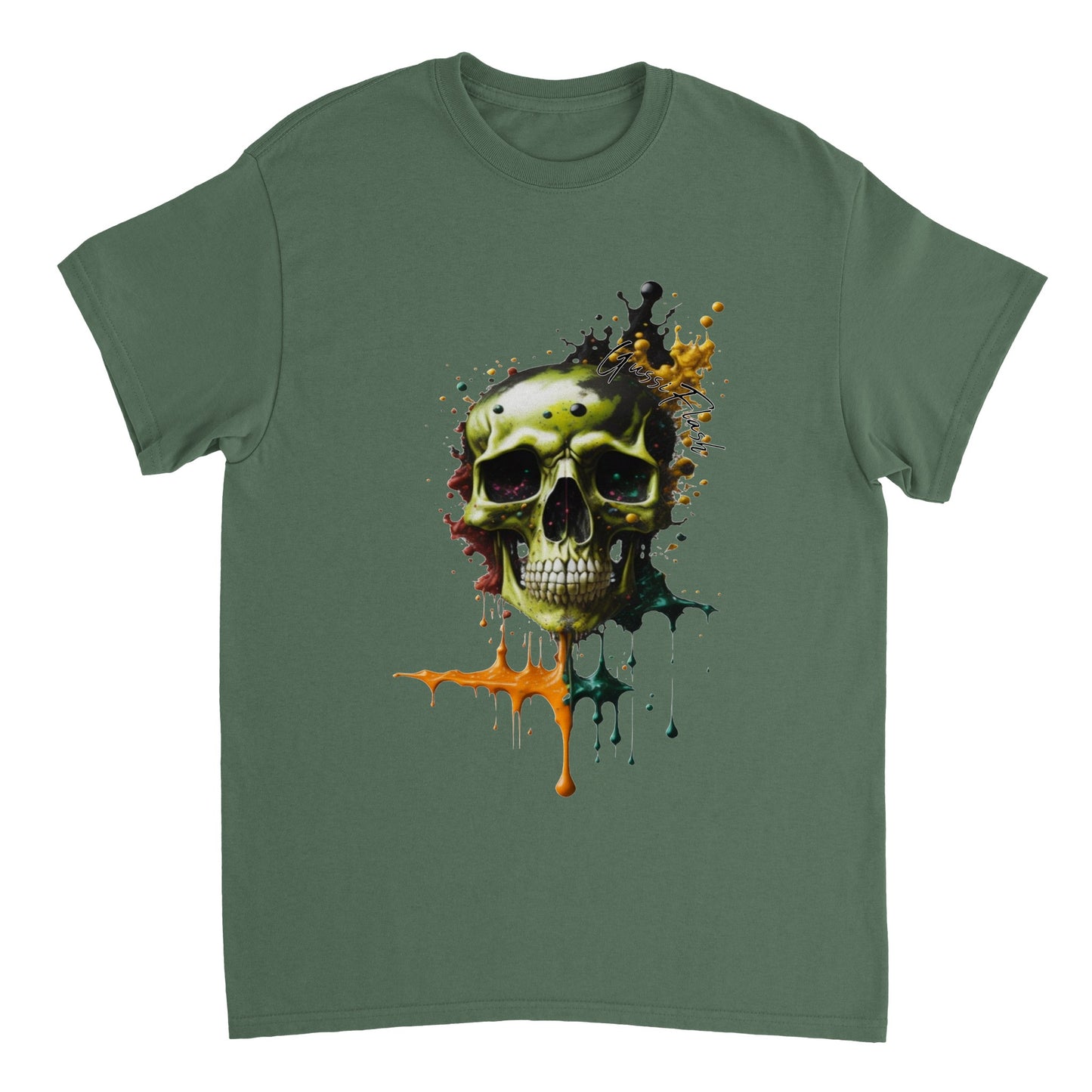 Schweres Unisex T-Shirt mit GussiFlash Skull