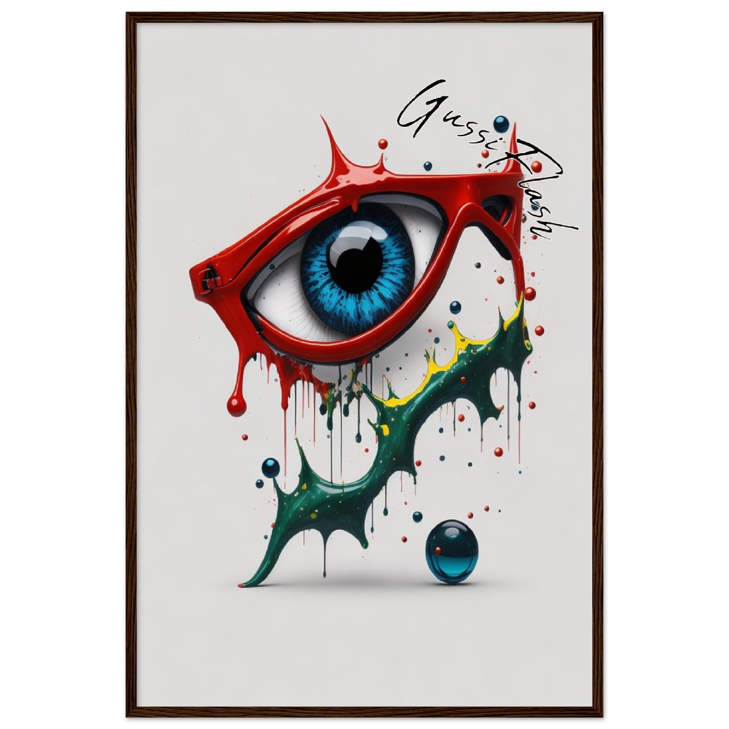 GussiFlash Premium-Poster aus mattem Papier mit Holzrahmen