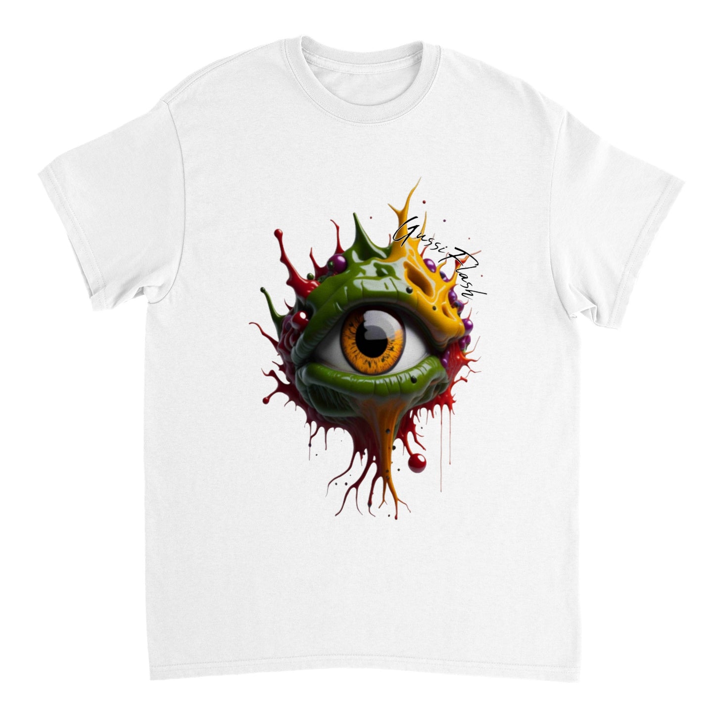 Schweres Unisex T-Shirt mit Rundhalsausschnitt und Gussiflash Logo