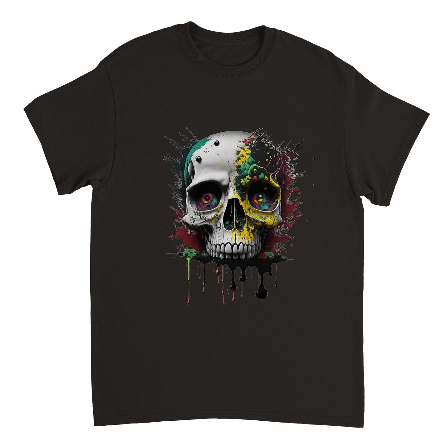 Schweres Unisex T-Shirt mit GussiFlash Skull