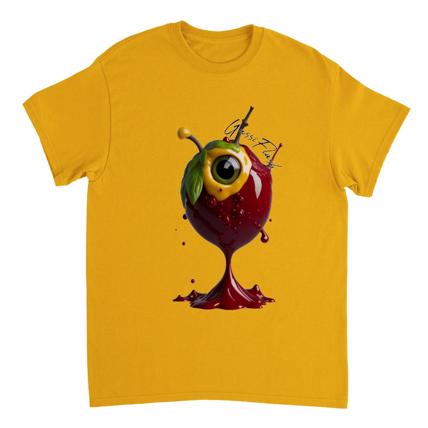 Schweres Unisex T-Shirt mit Rundhalsausschnitt und Gussiflash Logo