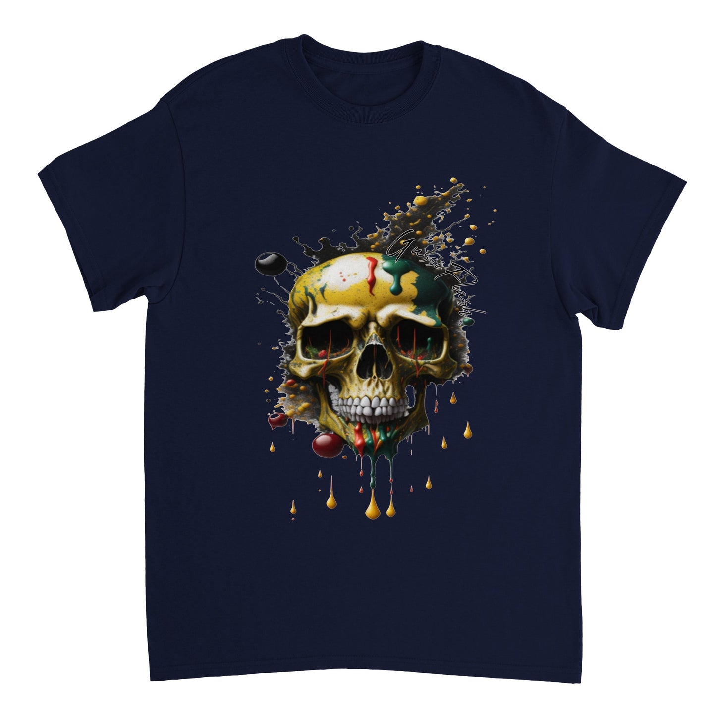 Schweres Unisex T-Shirt mit GussiFlash Skull