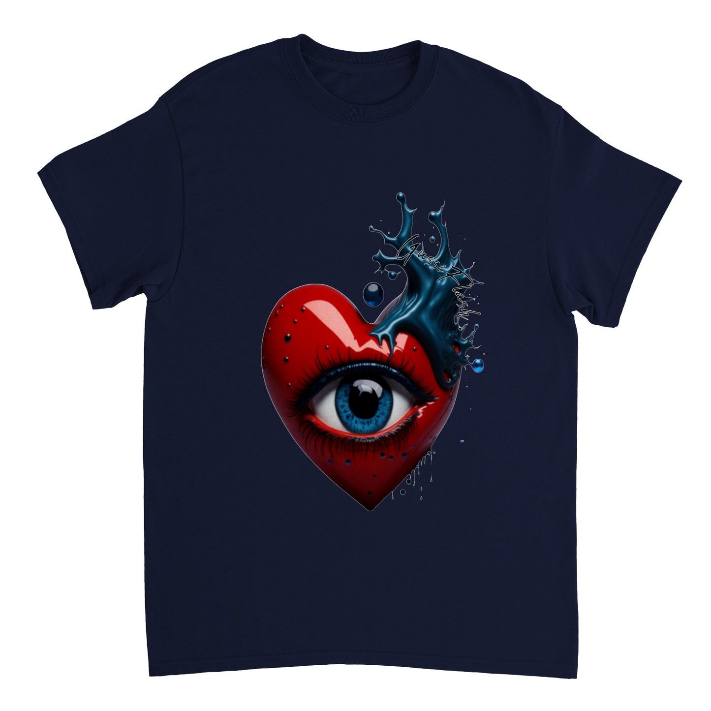 Schweres Unisex T-Shirt mit Rundhalsausschnitt und Gussiflash Logo