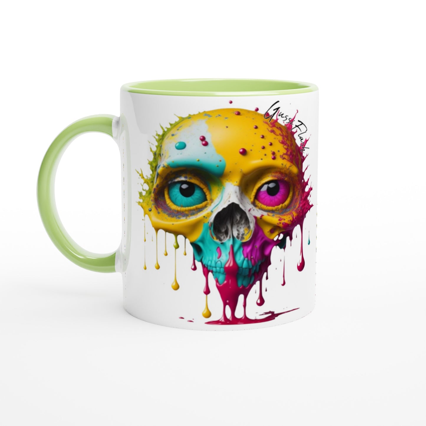 Weiße Keramiktasse Farbe an der Innenseite